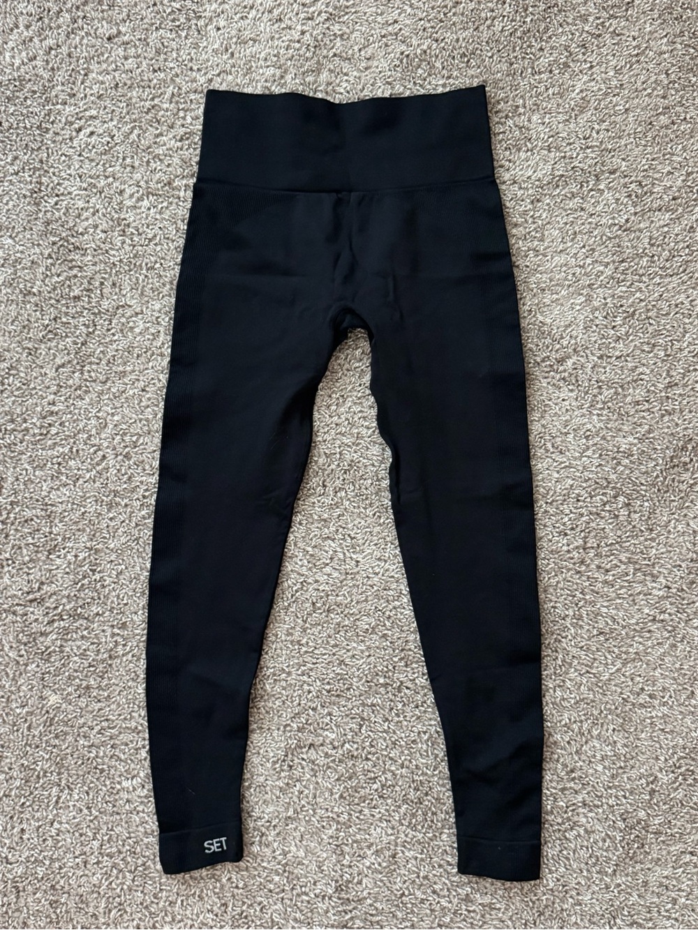 Set Active Ribbed High-Waist Black Leggings - Picture 3 of 3